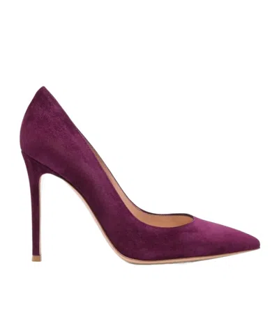 Gianvito Rossi Pointed-toe Suede Pumps In Purple