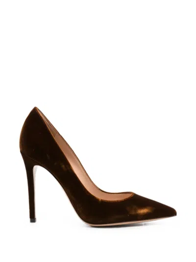 Gianvito Rossi Velvet Stiletto Pump Pointed Toe Silhouette In Blue