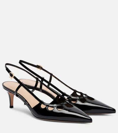 Gianvito Rossi Pointy 55 Patent Leather Slingback Pumps In Black