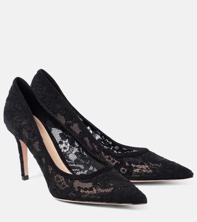 Gianvito Rossi Pointy 85 Lace Pumps In Black