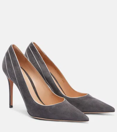 Gianvito Rossi Pointy 95 Suede Pumps In Gray
