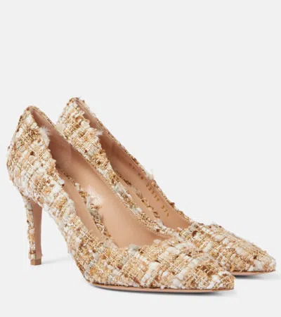 Gianvito Rossi Pointy Bouclé Pumps In Pink