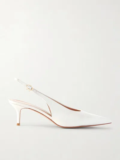 Gianvito Rossi Robbie 55 Polished-leather Slingback Pumps In White