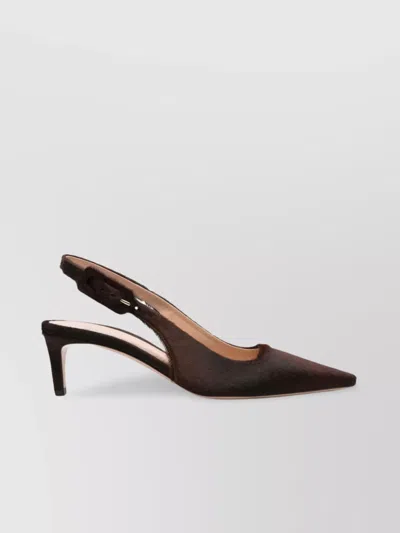Gianvito Rossi Pony Fur Sling Back Kitten Heel In Brown