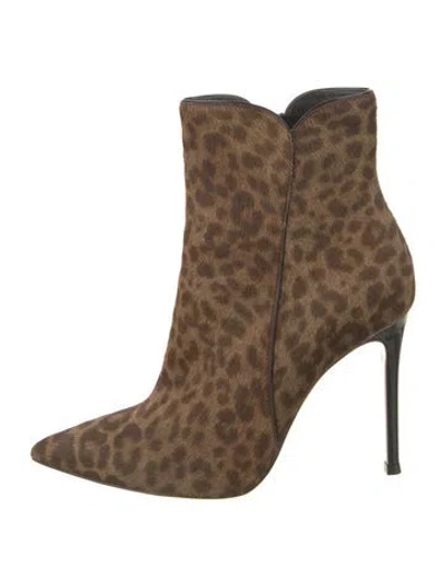 Pre-owned Gianvito Rossi Ponyhair Animal Print Boots In Brown