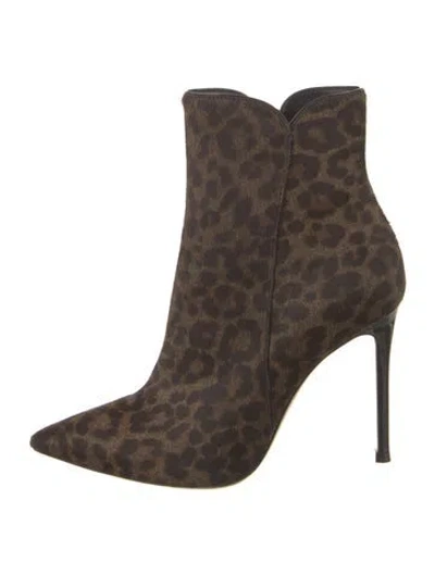 Pre-owned Gianvito Rossi Ponyhair Animal Print Boots In Brown
