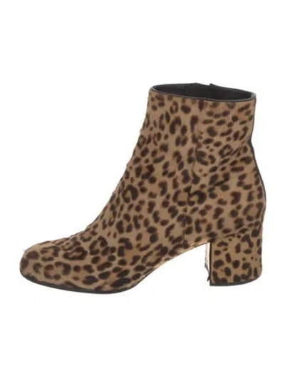 Pre-owned Gianvito Rossi Ponyhair Animal Print Boots In Brown
