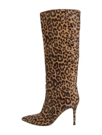 Pre-owned Gianvito Rossi Ponyhair Animal Print Boots In Neutral