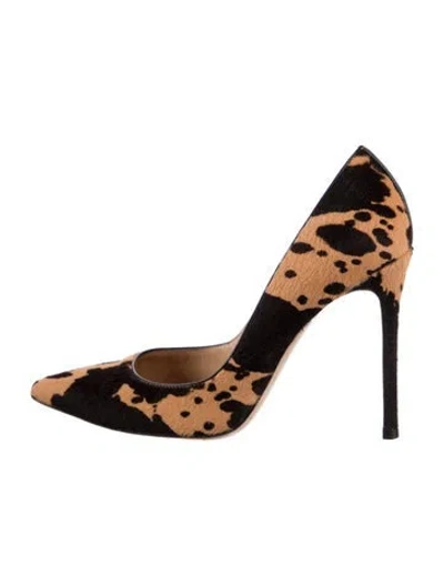 Pre-owned Gianvito Rossi Ponyhair Animal Print D'orsay Pumps In Brown