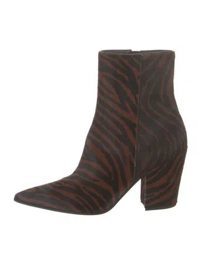Pre-owned Gianvito Rossi Ponyhair Animal Print Sock Boots In Brown