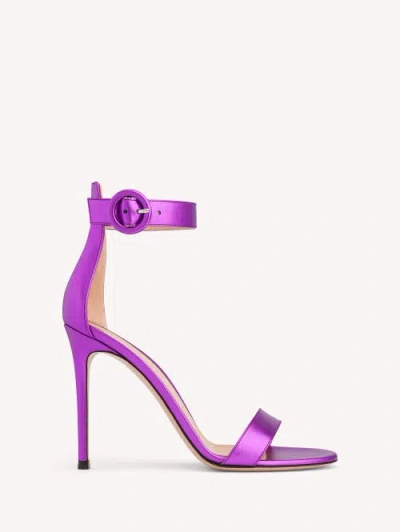 Gianvito Rossi Portofino 105 Metallic Leather Sandals In Animal Print