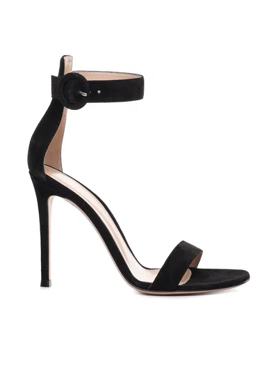 Gianvito Rossi Portofino 85 Suede Sandals In Black