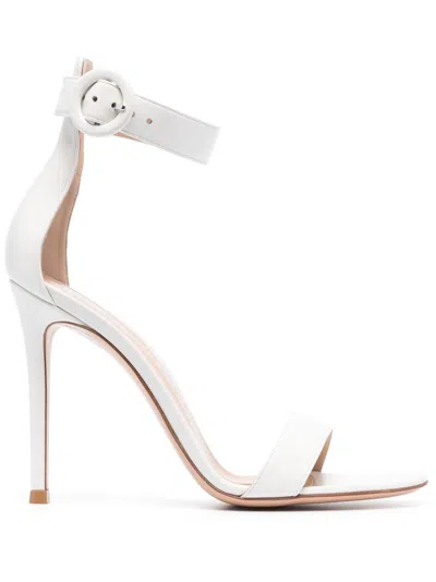 Gianvito Rossi Portofino 105mm Leather Sandals In White