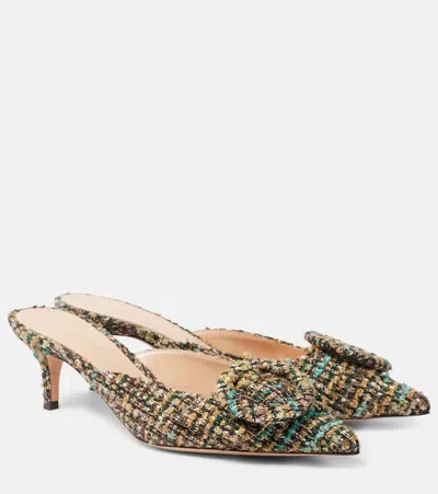 Gianvito Rossi Portofino 55 Tweed Mules In Brown