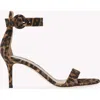 Gianvito Rossi Open Round Toe Visible Stitching Buckled Back Strap Leopard Pattern Golden Lettered Logo On Insole S In Brown