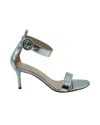 Gianvito Rossi Portofino 70 Sandals In Metallic Silver Leather In Silver
