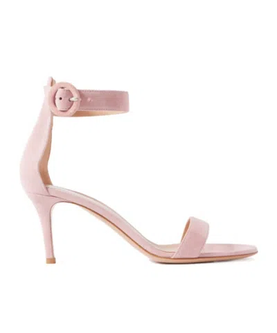 Gianvito Rossi Portofino 70 Suede Sandals In Pink
