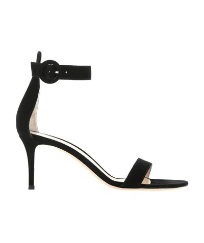 Gianvito Rossi Portofino 70mm Suede Sandals In Black