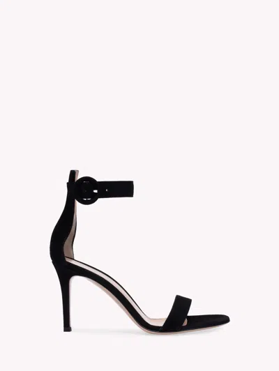 Gianvito Rossi Portofino 70mm Suede Sandals In Black