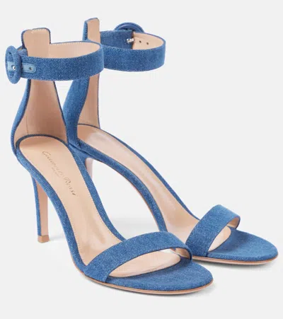 Gianvito Rossi Portofino 85 Denim Sandals In Blue