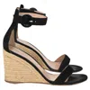 Gianvito Rossi Portofino 85 Espadrille Wedge Sandals In Black Suede In Black