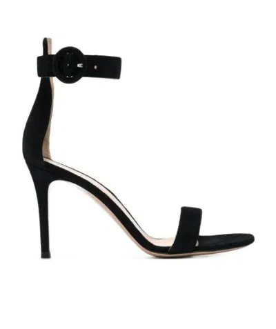 Gianvito Rossi Portofino 70mm Suede Sandals In Black
