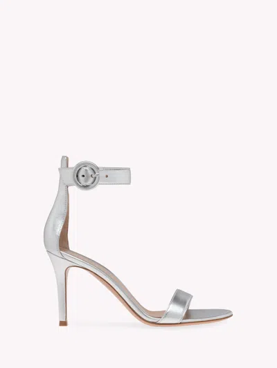 Gianvito Rossi Portofino Metallic Napa Ankle-strap 85mm Sandal In Silver
