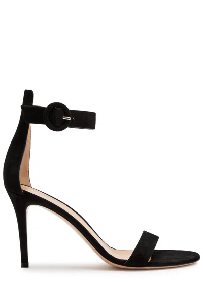 Gianvito Rossi Portofino 85 Suede Sandals In Black