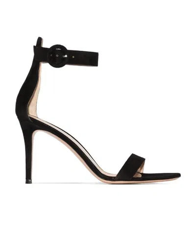 Gianvito Rossi Portofino 85 Suede Sandals In Black