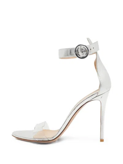 Pre-owned Gianvito Rossi Portofino Ankle-strap Sandals In Silver