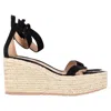 Gianvito Rossi Suede Ankle-strap Wedge Espadrille Sandals In Black