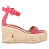 Gianvito Rossi Portofino Platform Wedge Espadrille Sandals In Pink Suede