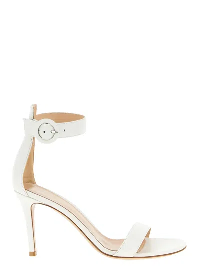 Gianvito Rossi 85mm Portofino Nappa Leather Ankle-strap Sandals In White