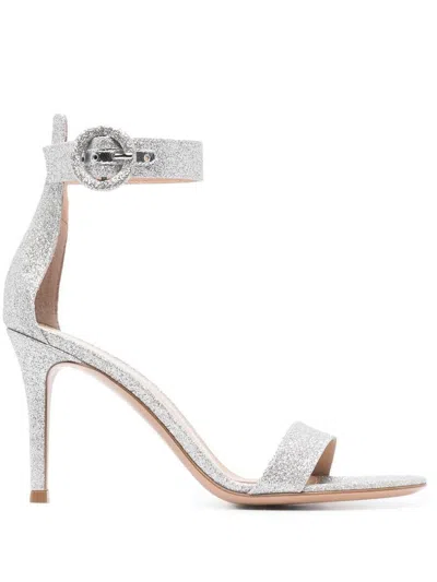 Gianvito Rossi Glitter-detail 90mm Sandals In Silver