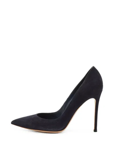 Pre-owned Gianvito Rossi Portofino Suede Heeled Pumps In Blue