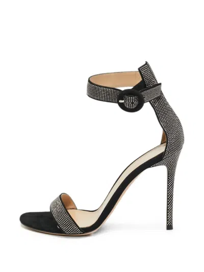 Pre-owned Gianvito Rossi Portofino Suede Sandals In Black