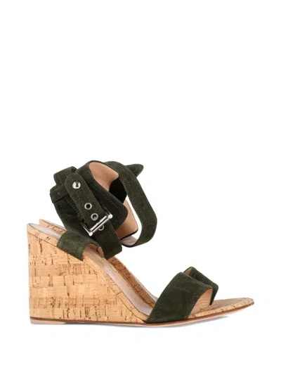 Pre-owned Gianvito Rossi Portofino Wedge Sandals In Green