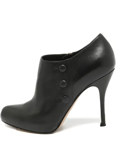 Pre-owned Gianvito Rossi  100mm Button-detail Leather Ankle Boots