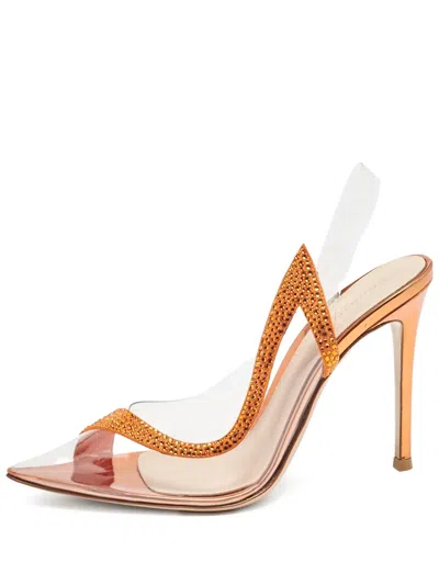 Pre-owned Gianvito Rossi  105mm Hortensia Pumps In Orange