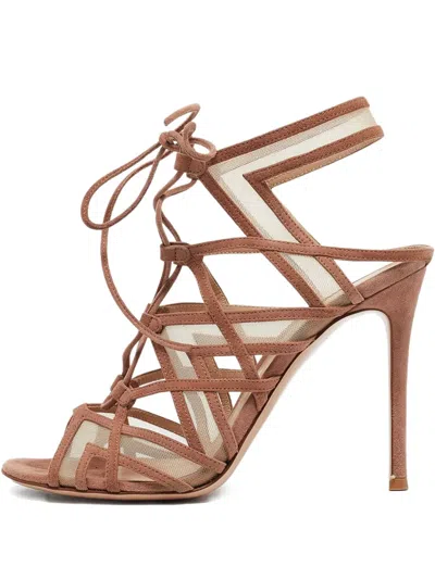 Pre-owned Gianvito Rossi  105mm Strappy Sandals In Brown