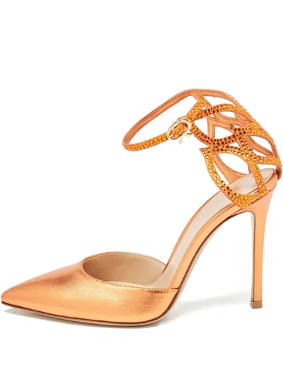 Pre-owned Gianvito Rossi  110mm Pointed Toe Crystal Strap Sandals