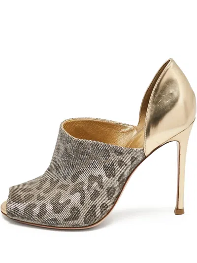 Pre-owned Gianvito Rossi  120mm Leopard-print Peep-toe Pumps