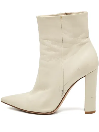 Pre-owned Gianvito Rossi  90mm Leather Boots In Neutral