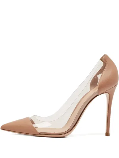 Pre-owned Gianvito Rossi  90mm Plexi Leather Shoes In Neutral