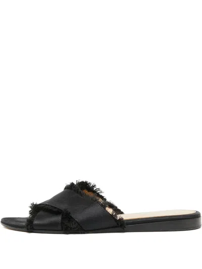 Pre-owned Gianvito Rossi  Barth Criss-cross Slides In Black