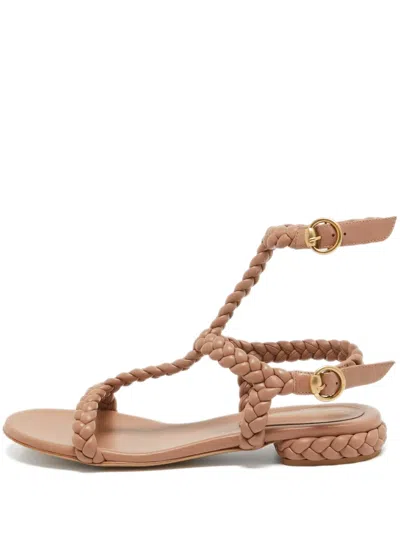 Pre-owned Gianvito Rossi  Sorrento Braided-strap Flat Sandals In Neutral