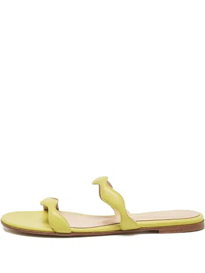 Pre-owned Gianvito Rossi  Wavy-strap Leather Sandals In Green