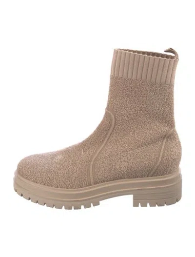 Pre-owned Gianvito Rossi Printed Sock Boots In Neutral