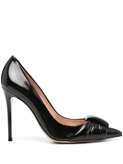 Gianvito Rossi 95 Gathered Glossed-leather Pumps In Black