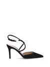 Gianvito Rossi Buckle Detail Strappy Suede Stiletto Pumps In Black